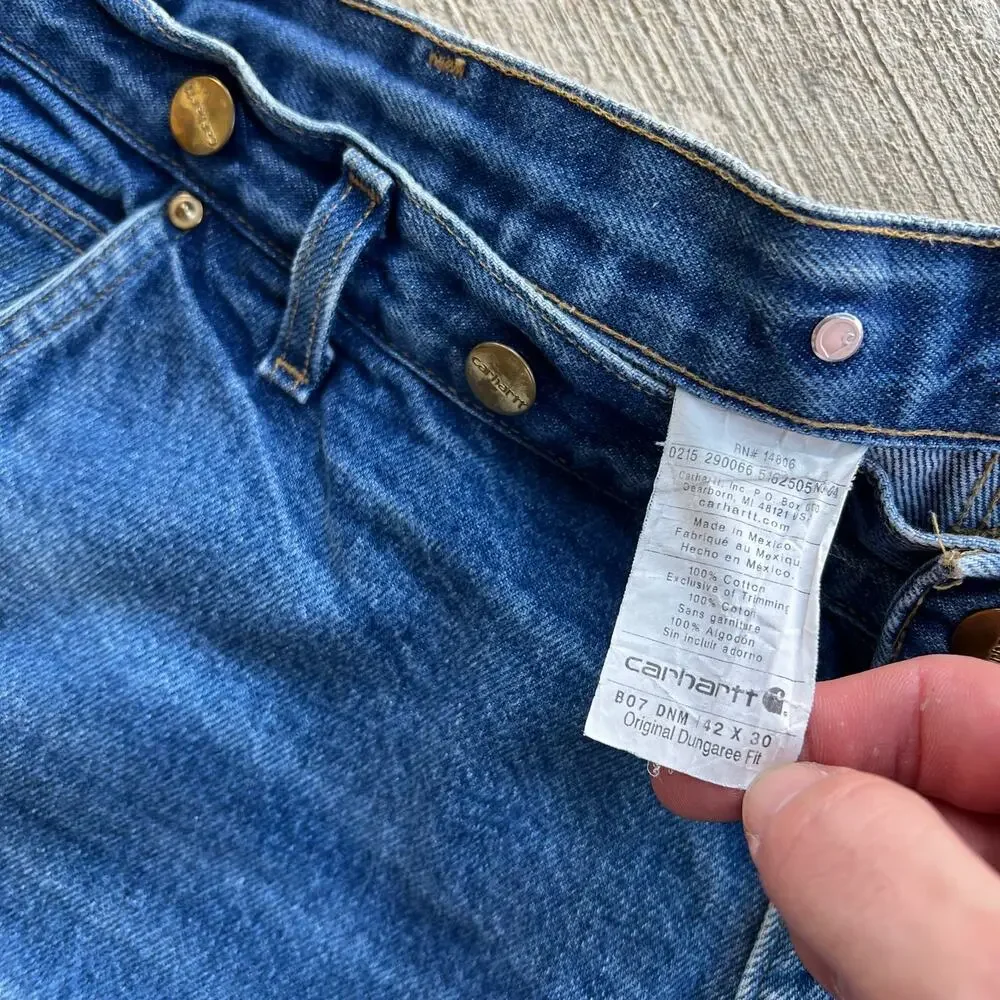 Carhartt B07 DNM faded denim double knee work wear carpenter pants